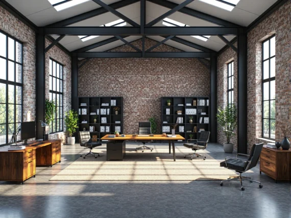 10 inspiracji na biuro w stylu industrialnym z praktycznymi meblami