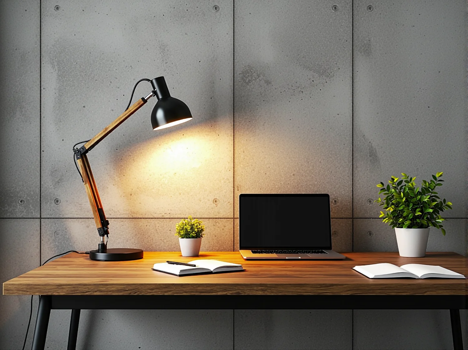 Ergonomiczny fotel obrotowy przy dębowym biurku w przestrzeni typu loft