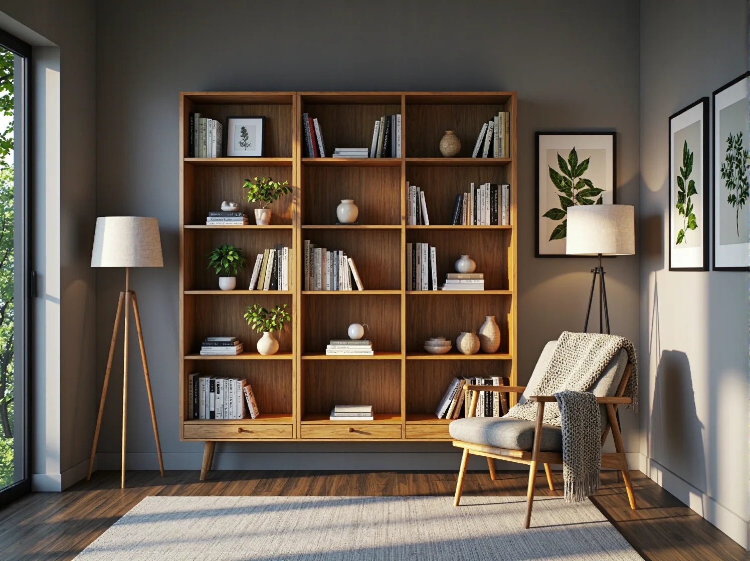 Nowoczesny fotel z rattanu i organicznej bawełny w ekologicznym salonie