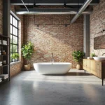 Drewniana szafka pod umywalkę dąb z metalowymi nogami