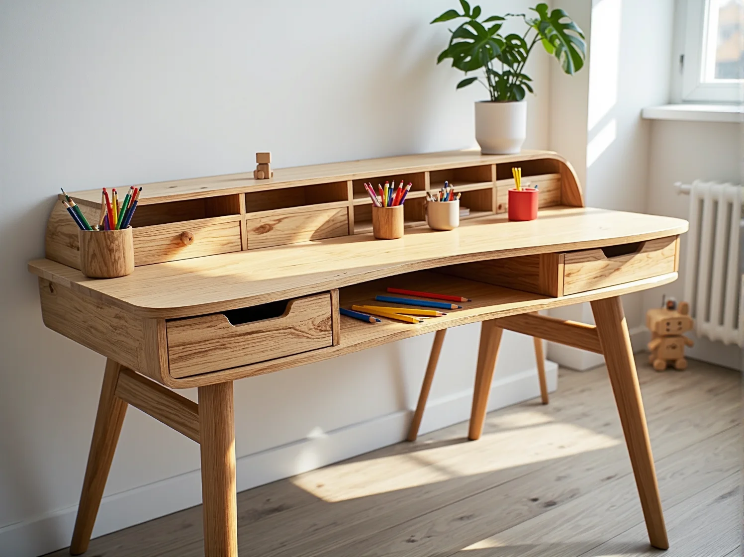 Ergonomiczne biurko regulowane premium – luksusowe i funkcjonalne wyposażenie pokoju ucznia.