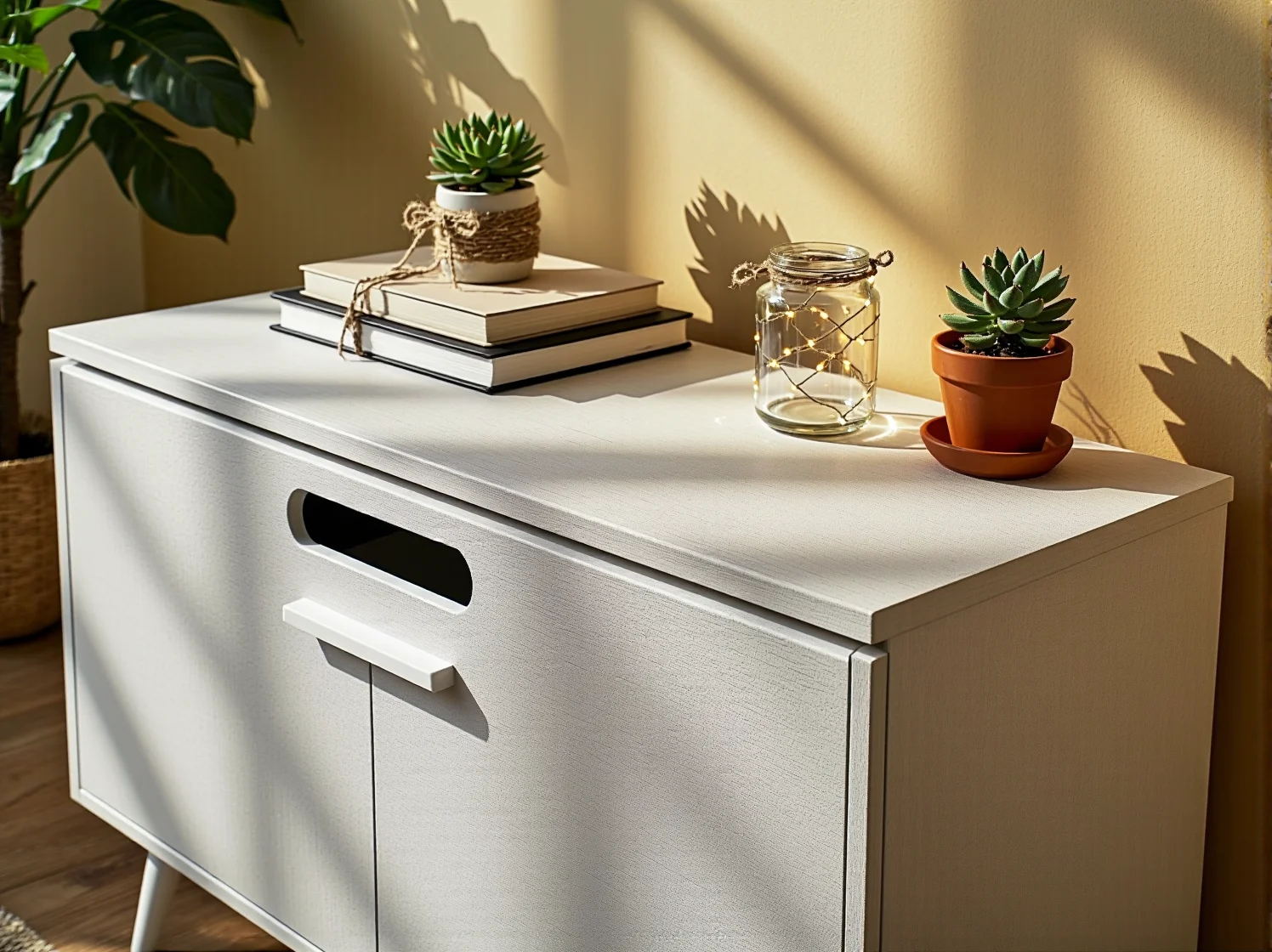 Praktyczna komoda pod oknem zagospodarowująca trudną przestrzeń sypialni