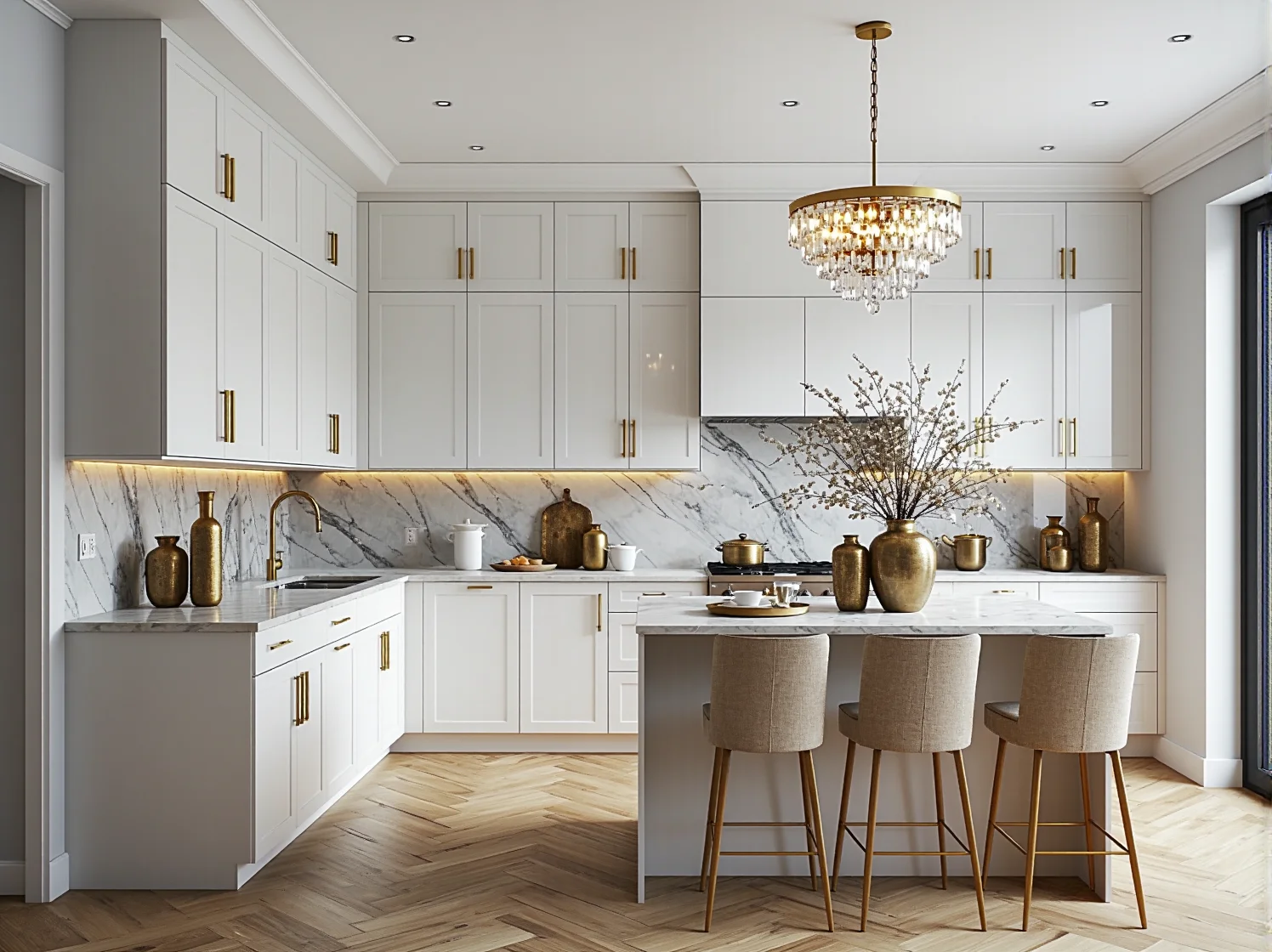 10 przykładów kuchni w stylu glamour z kompaktowymi rozwiązaniami: Luksus na małym metrażu