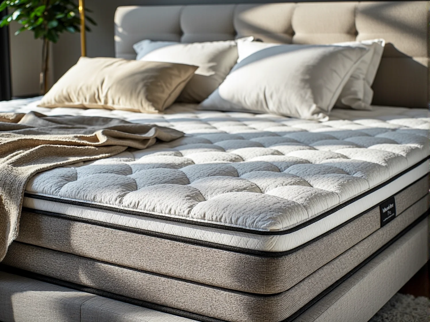 Wygodna sypialnia z materacem z pianki visco dla osób cierpiących na bóle reumatyczne.