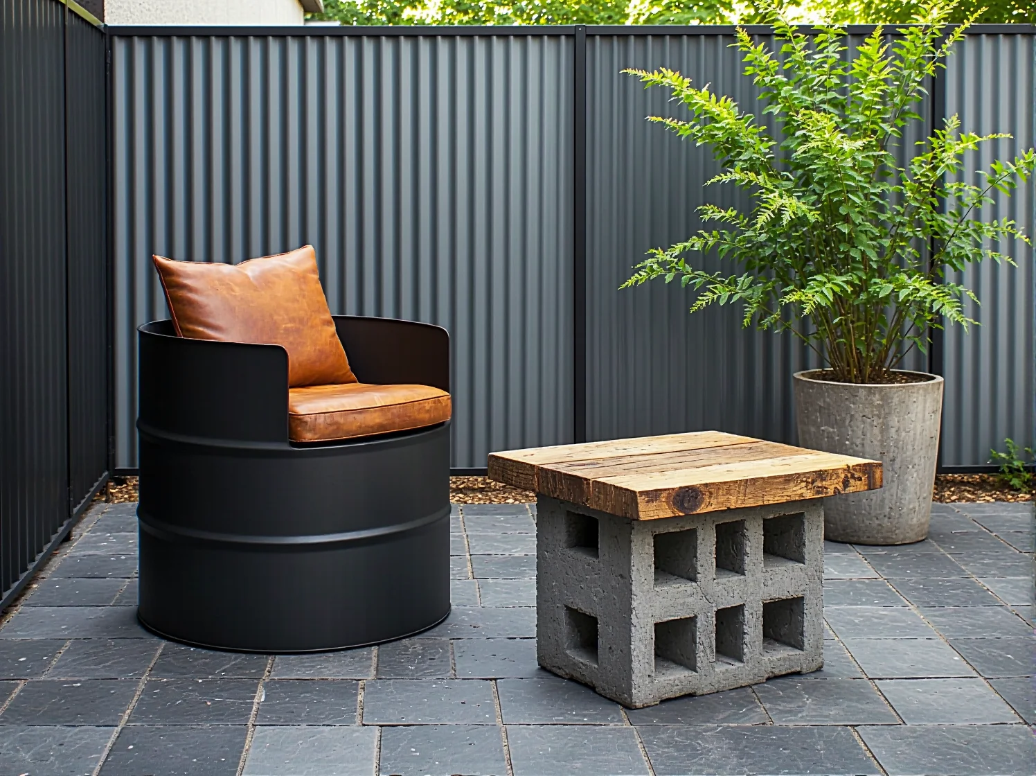 Oświetlenie zewnętrzne z rur hydraulicznych i żarówek Edisona