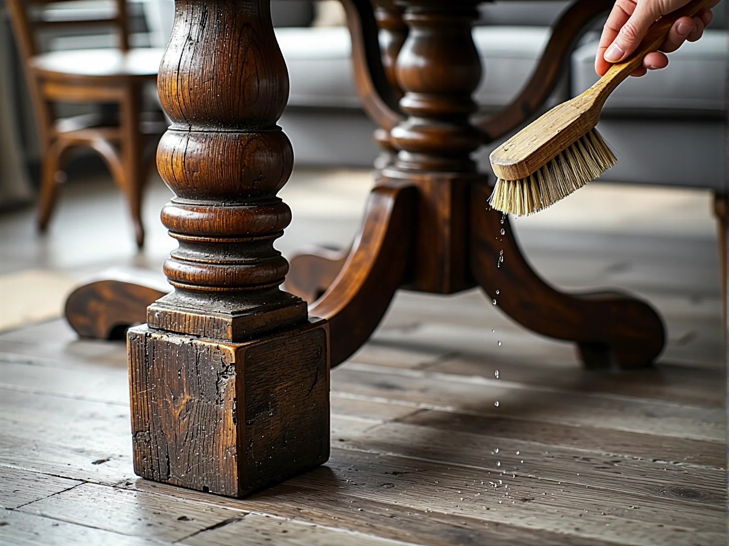 Profesjonalne preparaty do mycia mebli przygotowujące powierzchnię do odnowienia.