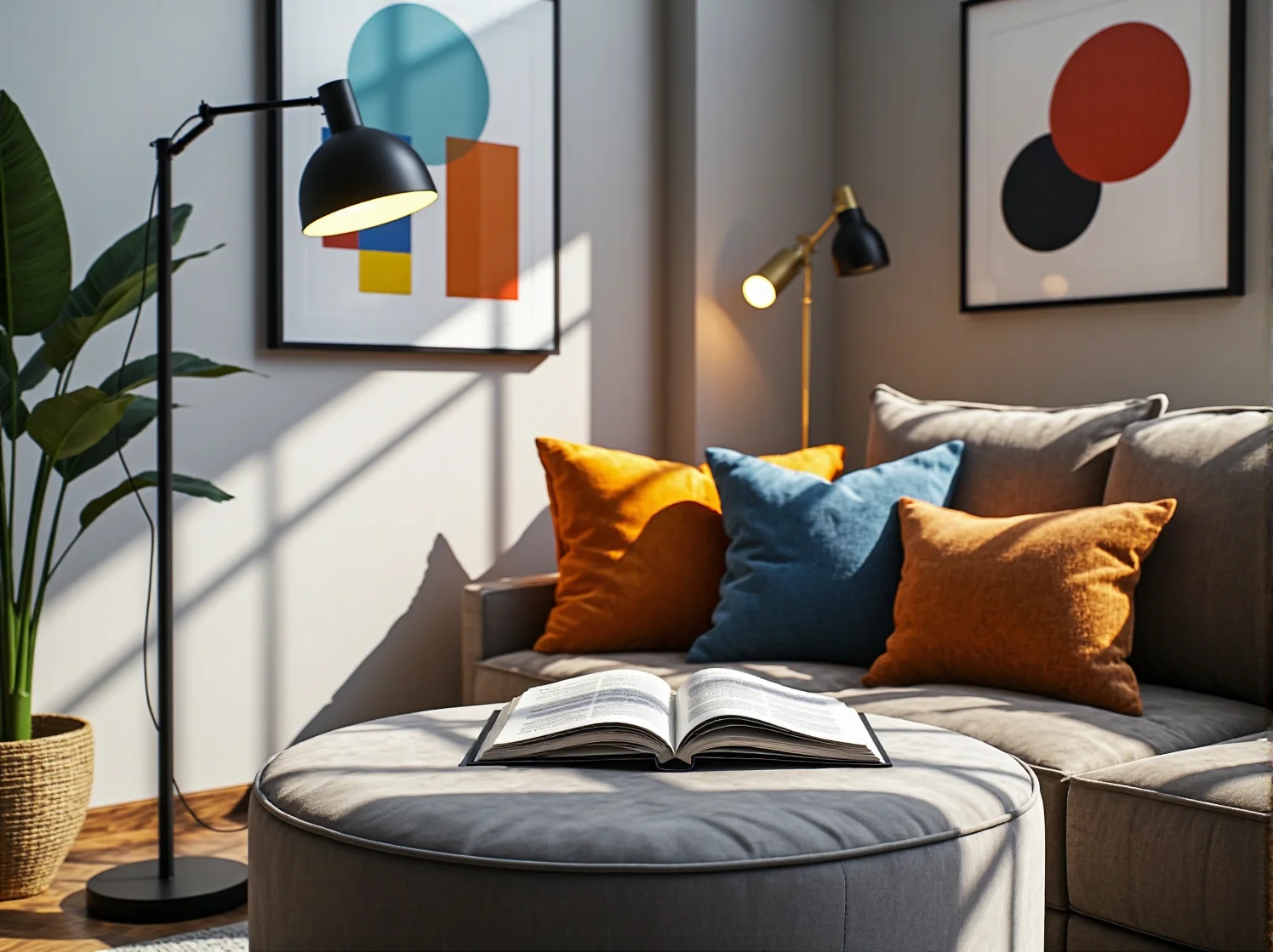 Nastrojowe oświetlenie i miękkie tekstylia tworzące oazę spokoju na małym metrażu.