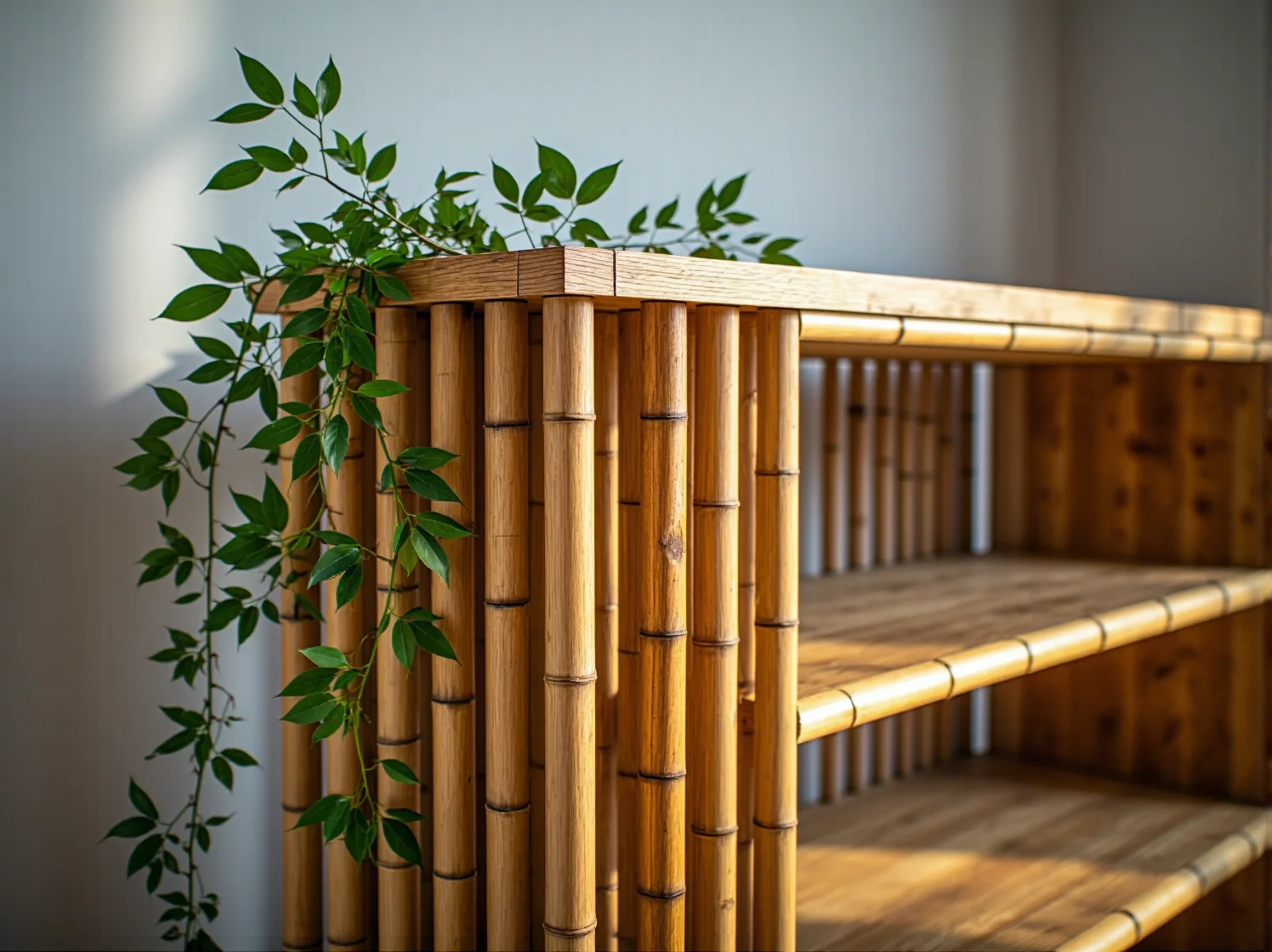 Solidny regał z litego drewna dębowego w aranżacji skandynawskiej