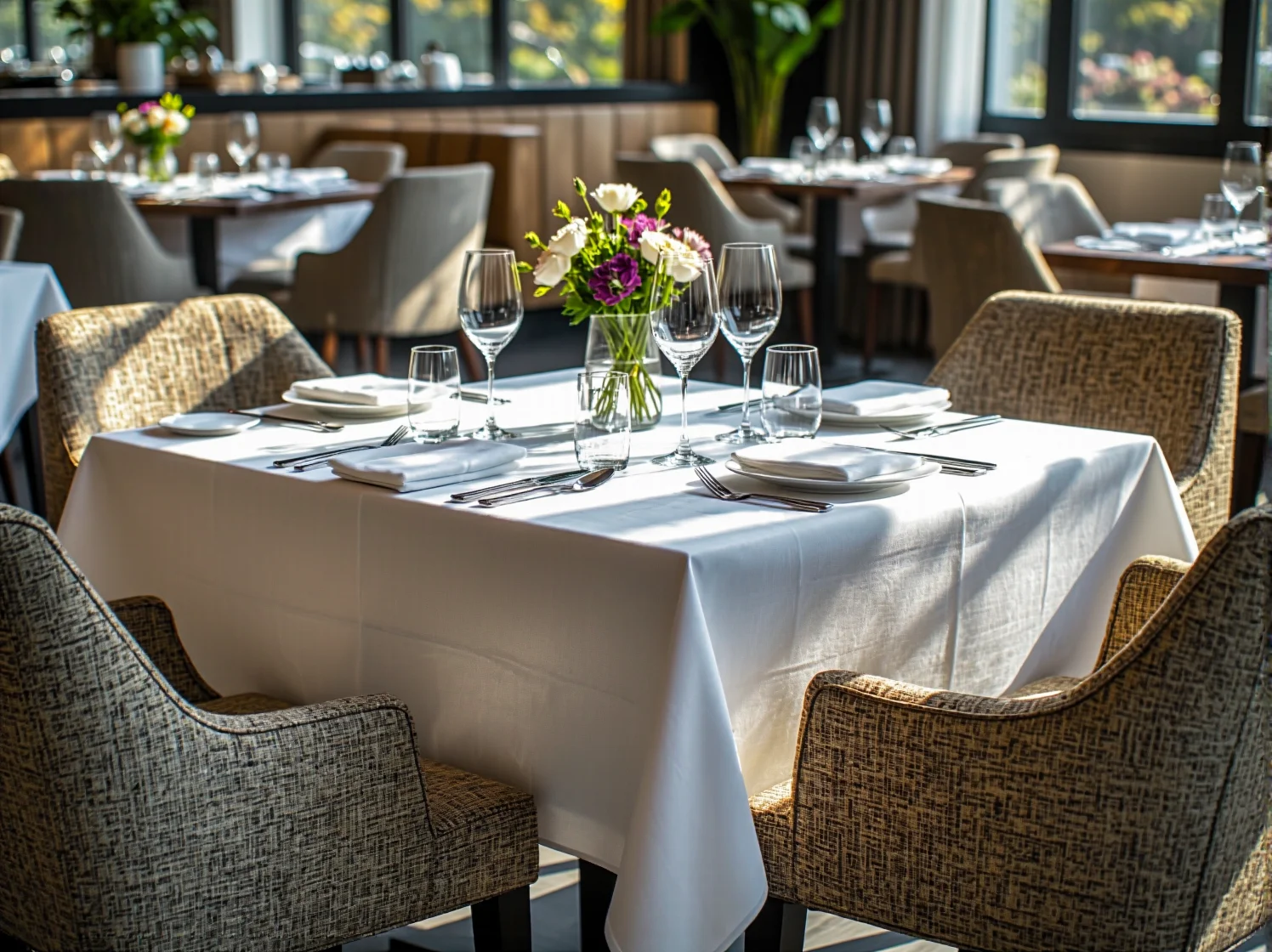 Nowoczesna sofa w lobby hotelowym tapicerowana tkaniną łatwoczyszczącą