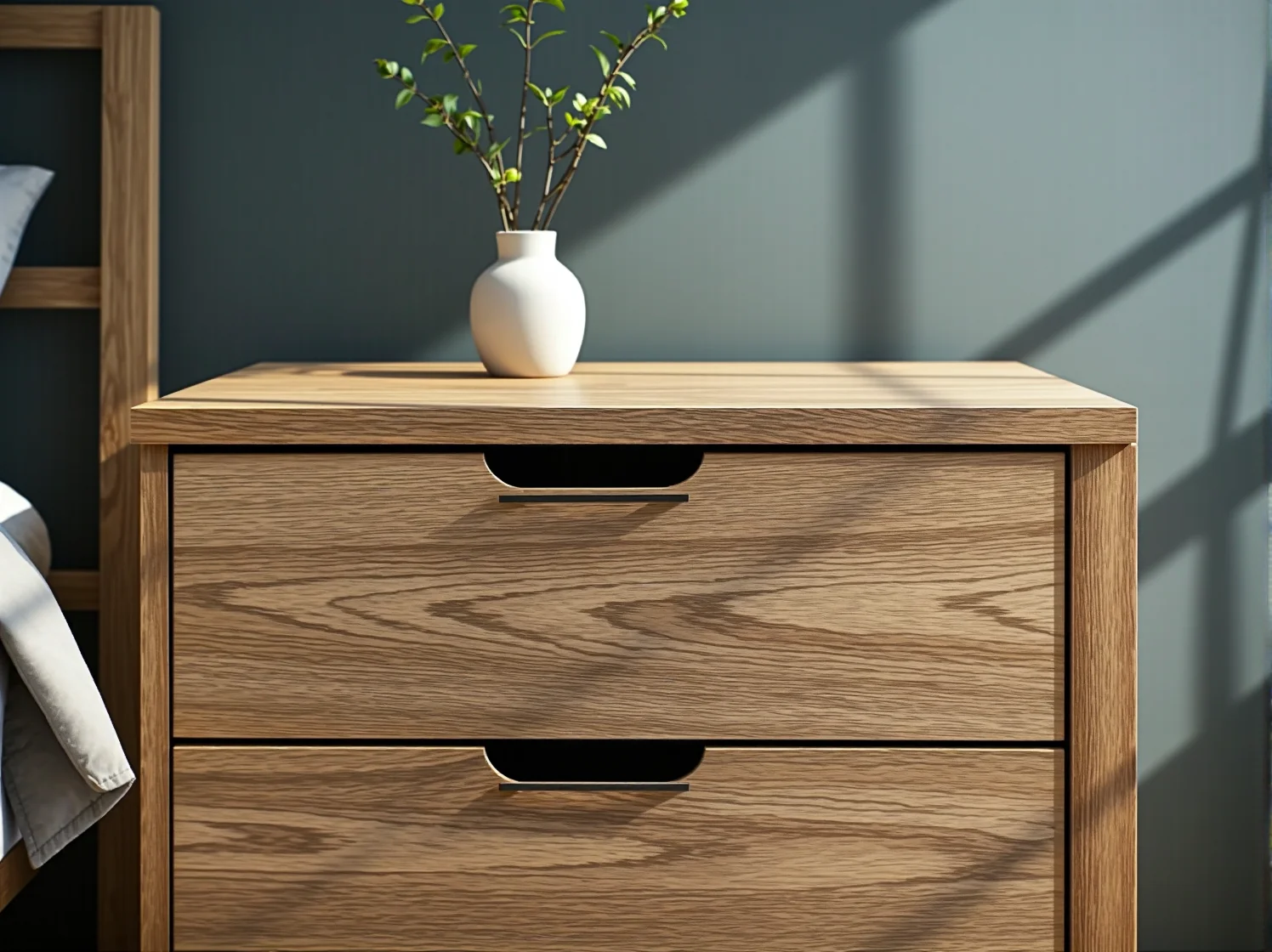 Wąska i wysoka komoda z szufladami idealna do niewielkich metraży