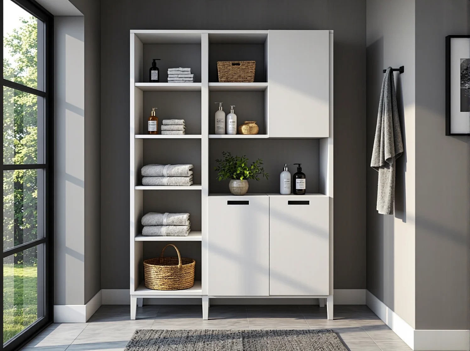 Wisząca szafka pod umywalkę ułatwiająca sprzątanie w małej łazience