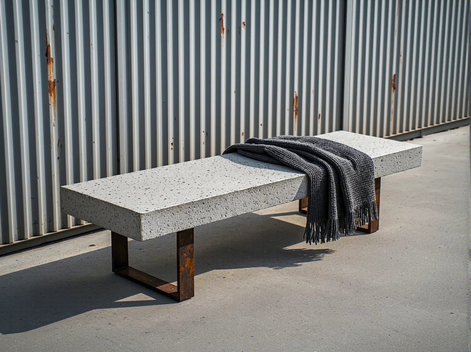 Stylowe meble outdoorowe z odzysku odporne na warunki atmosferyczne w aranżacji patio.